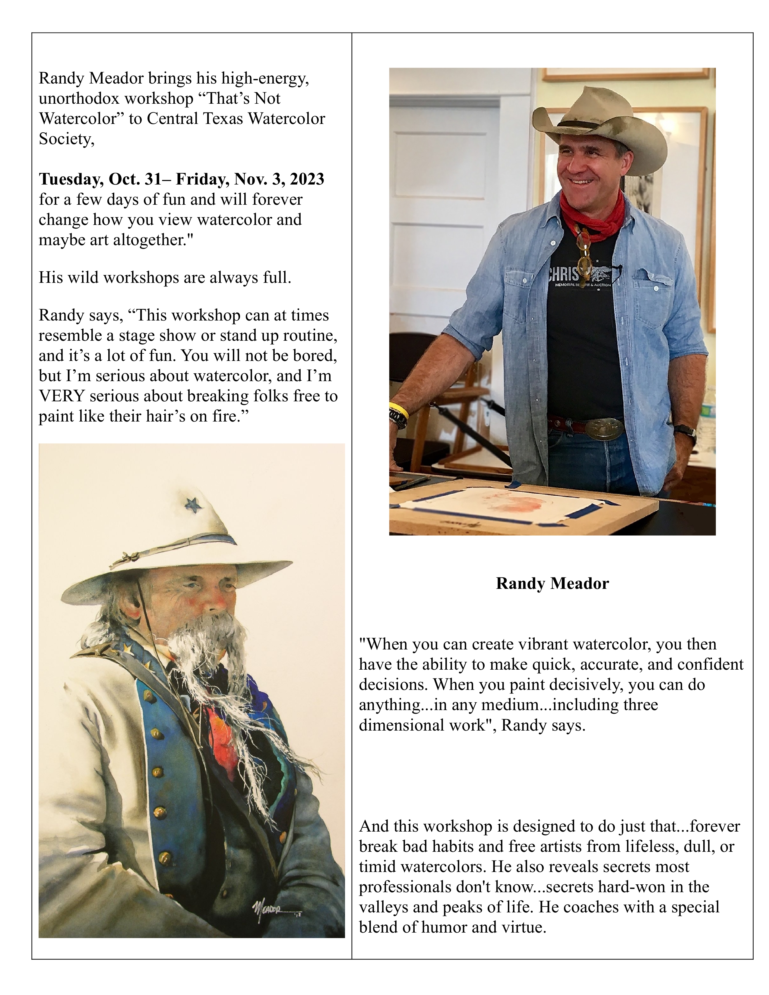 2023 CTWS Fall Workshop with Artist Randy Meador
